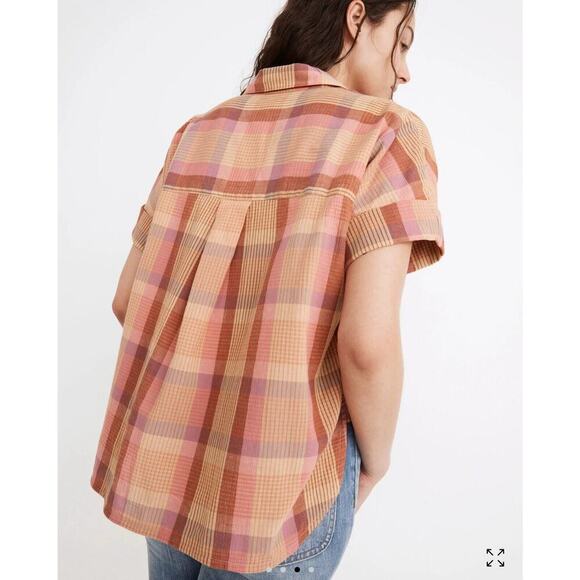 Madewell Women's Daily Shirt in Neon Madras Plaid Size Small Boxy Lagenlook - Picture 3 of 11
